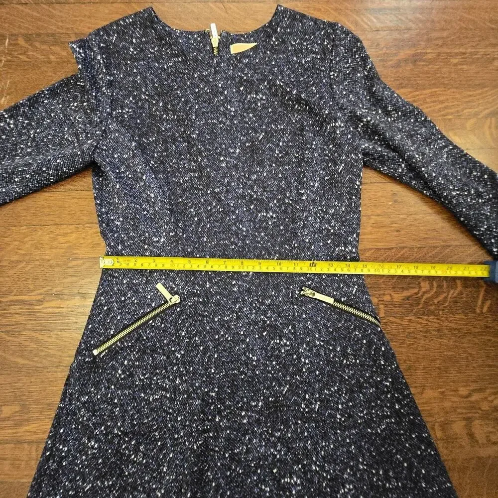 Michael Kors Women’s Sz6 Blue Speckled Fit & Flare Dress Zipper Pockets